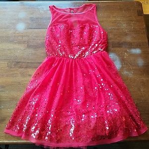 🌟~Sparkly~🌟 Red Sequin Party Dress w Tulle Skirt